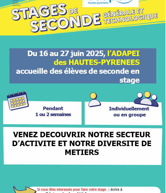 ELEVES DE SECONDE : venez faire votre stage à l’ADAPEI